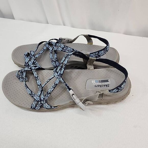Skechers Size 11 Glitter Sporty Trail Women's Toe Loop Sandals Gray / Blue CC - Picture 5 of 7